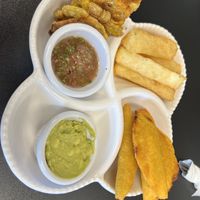 Trio Platter - tostones, yuca fries, empanadas   at Tropical Cuisine Restaurant in Collegedale