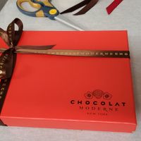 wrapped box choice of ribbons at Chocolat Moderne in New York City