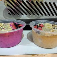 Smoothie bowls - small and in single-use plastic containers at The Raw Kitchen Malaysia in Kuching