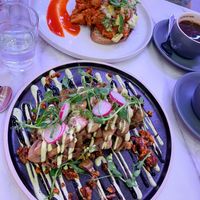 Top: vegan pulled pork (jackfruit). Bottom: magic mushrooms. Both delicious!  at Grams in Edinburgh