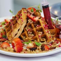 Plant based and jelly waffles at Grams in Edinburgh