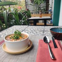 Mushroom tofu in a tomato sauce at VEJO - The Vege journey in Hanoi