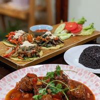 Vegan Meatball, Sweet Potato Pizza with Homemade Vegan Parmesan Cheese at VEJO - The Vege journey in Hanoi