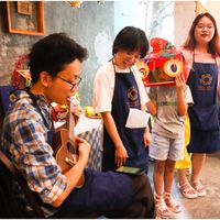 I play music here to serve people. We love it. The kid is so fun to play with. Being here is the gooooood old time to me. Oh dear just nice of Karma Kitchen ^^ :D at VEJO - The Vege journey in Hanoi