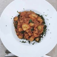 Potatoes with red wine sauce  at Casa Vegana Arucas in Gran Canaria