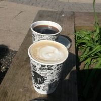 Delicious decaf soya latte with caramel and Americano   at Café Shrub in Blaydon