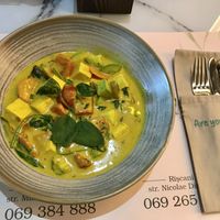 Vegetable and tofu ragout in curry sauce at Organic Life in Chisinau