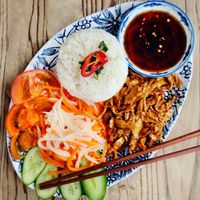 Vegan chicken and rice at Bunn Mee in Leederville