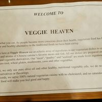 The place mat explains a lot. I dirtied it, please excuse that part. at Veggie Heaven in Teaneck