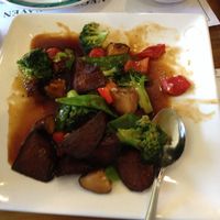 Mongolia veggie beef! Mmm, tasty! at Veggie Heaven in Teaneck