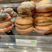 Vegan bagel sandwich at Juice Bar in Rome