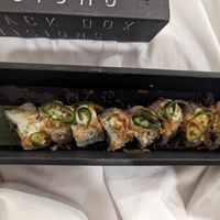 Vegan prawn tempura at The Black Box Provisions & Restaurant Naga in Kuta