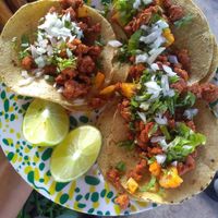 Tacos al pastor vegan at Veggie Veggie in Puerto Morelos