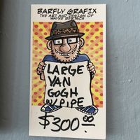 Artist info for the paintings at Nine Lives Cat Café in Indianapolis