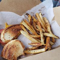 Grilled cheese on rye with pesto and tomato at Hamlet's Eatery  in Sarasota