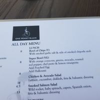 Vegan items marked with VG at One Penny Black in Newcastle