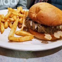 Vurger with Fries at Cafe Olympic in Crystal Lake