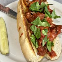 Vegan Chicken Parm Sando  at Cafe Olympic in Crystal Lake