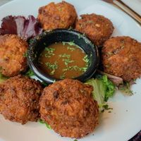 fish cakes  at Aunts et Uncles in Brooklyn