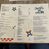 Menu  at Aunts et Uncles in Brooklyn