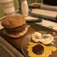 Vegan burger at Kakao Cafe in Dahab