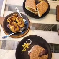 Vegan burger, vegan kebab and baked potatoes at Kakao Cafe in Dahab