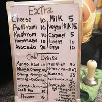 Menu (drinks) at Kakao Cafe in Dahab