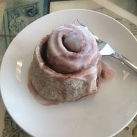 Strawberry cinnamon roll  at Kickshaws Gluten-free Bakery in Fredericksburg