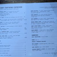 Menu Aug 25 at Penny Farthing Espresso in Northcote