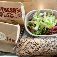 Naked burrito & burrito with tortilla chips   at Tortilla in Cambridge