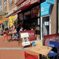 Some of the outside seating, in pedestrian Broad Street. at Tortilla in Reading