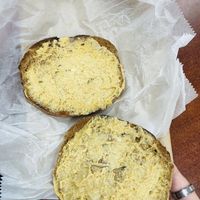 Pumpkin bagel and pumpkin cream cheese  at Balsam Bagels in Rochester