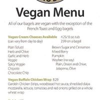 Vegan menu, p. 1 of 2
9/2017 at Balsam Bagels in Rochester