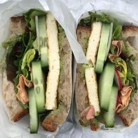 The tofu sandwich with zhoug at Allegro Bakery in Pittsburgh