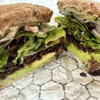 Avocado sandwich (with shitaki bacon bits)   at Allegro Bakery in Pittsburgh