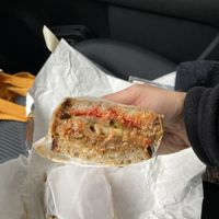 Seitan melt. A little messy in the car, but so good!  at Allegro Bakery in Pittsburgh