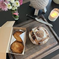 A Valentine’s Day special - chocolate croissants and a cherry chocolate sourdough loaf  at Allegro Bakery in Pittsburgh