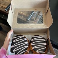 Chocolate iced doughnuts with jelly filling   at Allegro Bakery in Pittsburgh
