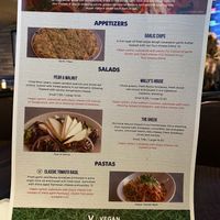 Front of the menu.  at Wally's Pizza Bar in Cameron Park