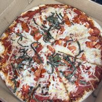 Margarita pizza with vegan cheese  at Wally's Pizza Bar in Cameron Park