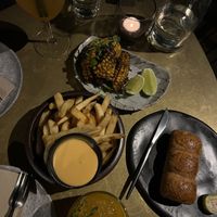 Corn ribs, chips and bread  at Monster Kitchen and Bar in Canberra