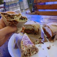 Burrito et "Celia." I was full after the burrito, I didn't expect the portion sizes to be this massive. at Coral Restaurante in Cozumel