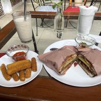 Cheeze sticks and Cuban style sandwich  at Coral Restaurante in Cozumel