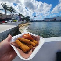 Mozzarella sticks and tomato sauce at Coral Restaurante in Cozumel
