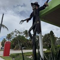 Halloween decorations outside   at Lake Park Diner in Naples