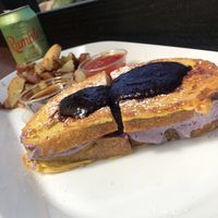 Stuffed French Toast with Garlic Rosemary Red Potatoes..  at Brunch Bird in Austin