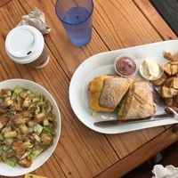 Caesar salad and the Early Bird! I couldn’t make a decision. Soooo good 💕  at Brunch Bird in Austin