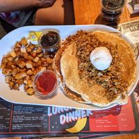 Granola Butter Pancakes. at Brunch Bird in Austin
