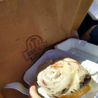 Vegan cinnamon roll by eat good stuff at Rascal's in Santa Barbara
