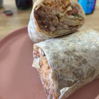 Burrito with vegan chicken   at Rascal's in Santa Barbara